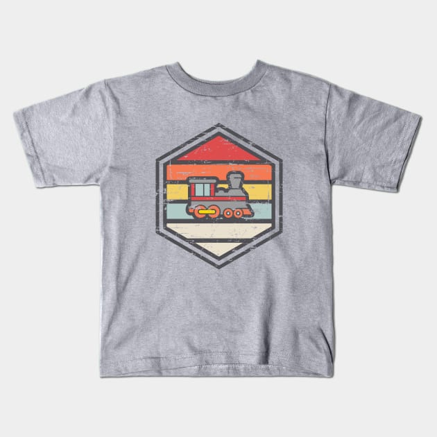 Retro Badge Locomotive light Kids T-Shirt by rojakdesigns